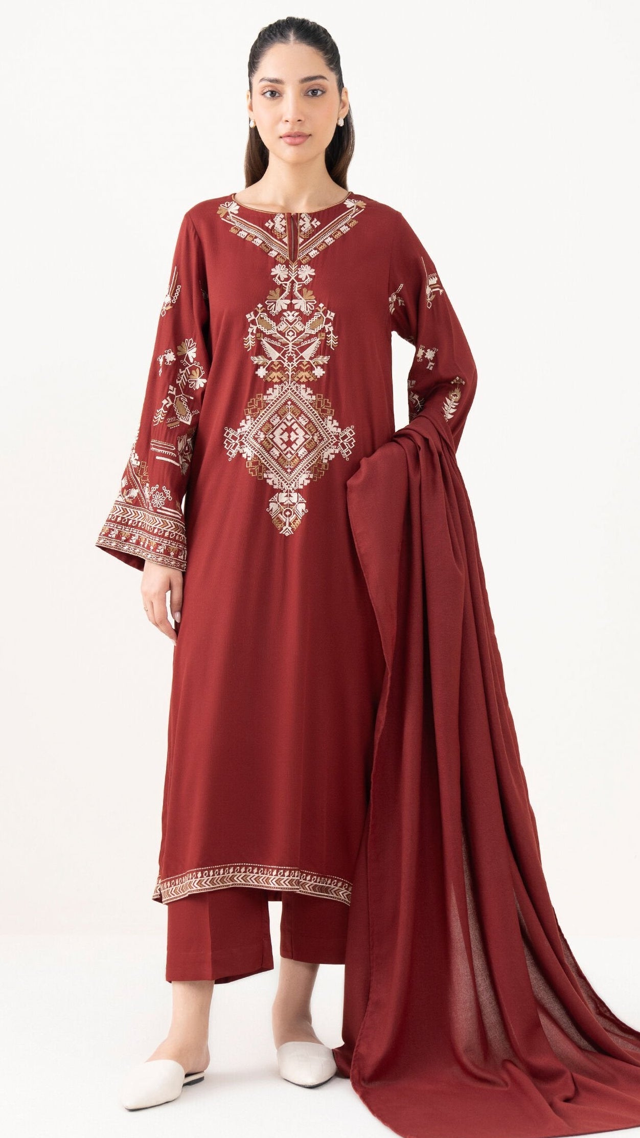 Saphair Emb Shawl 3Pc