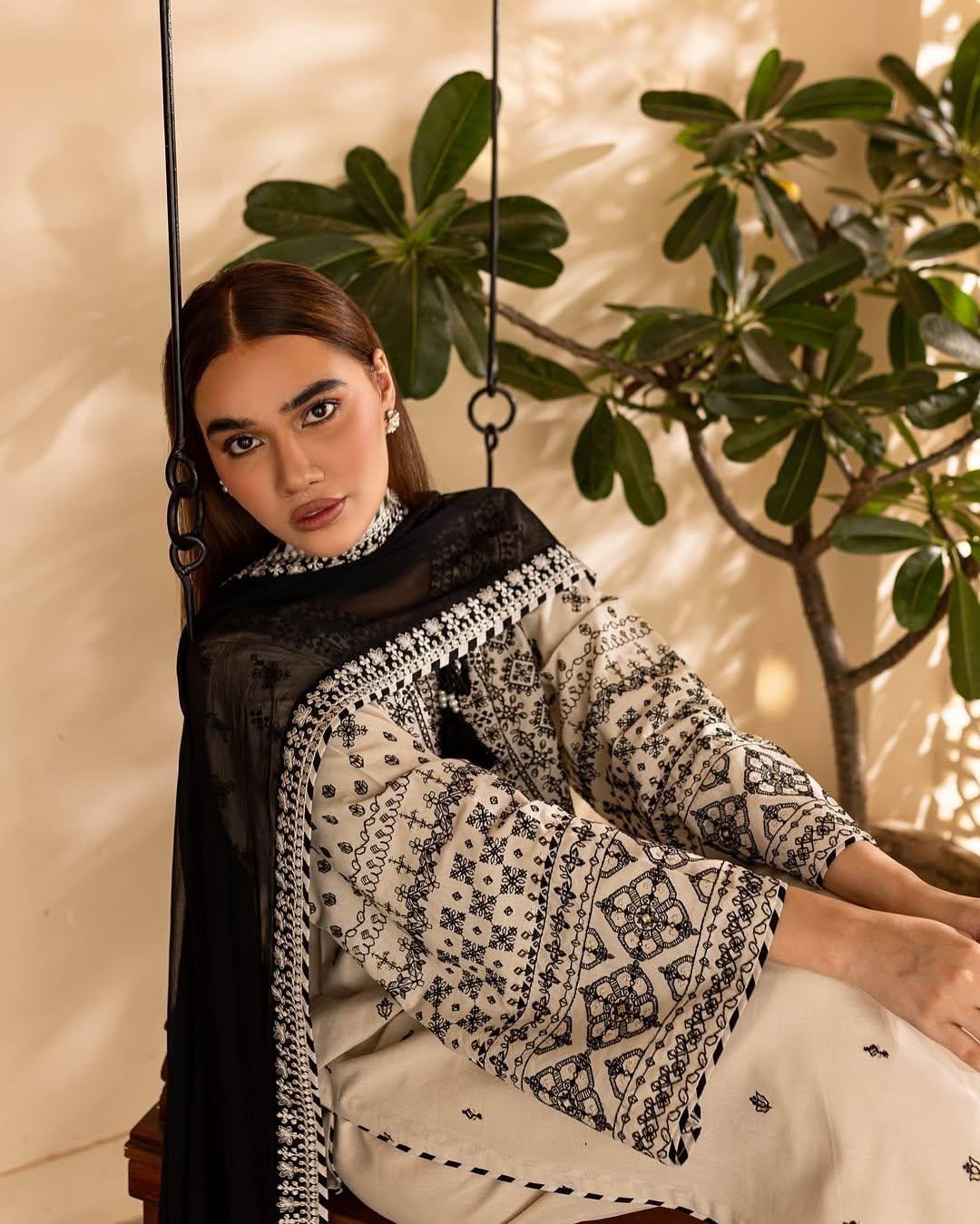 White Lime Embroidery 3 Piece