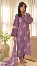 Hooriya Purple Emb 3pc