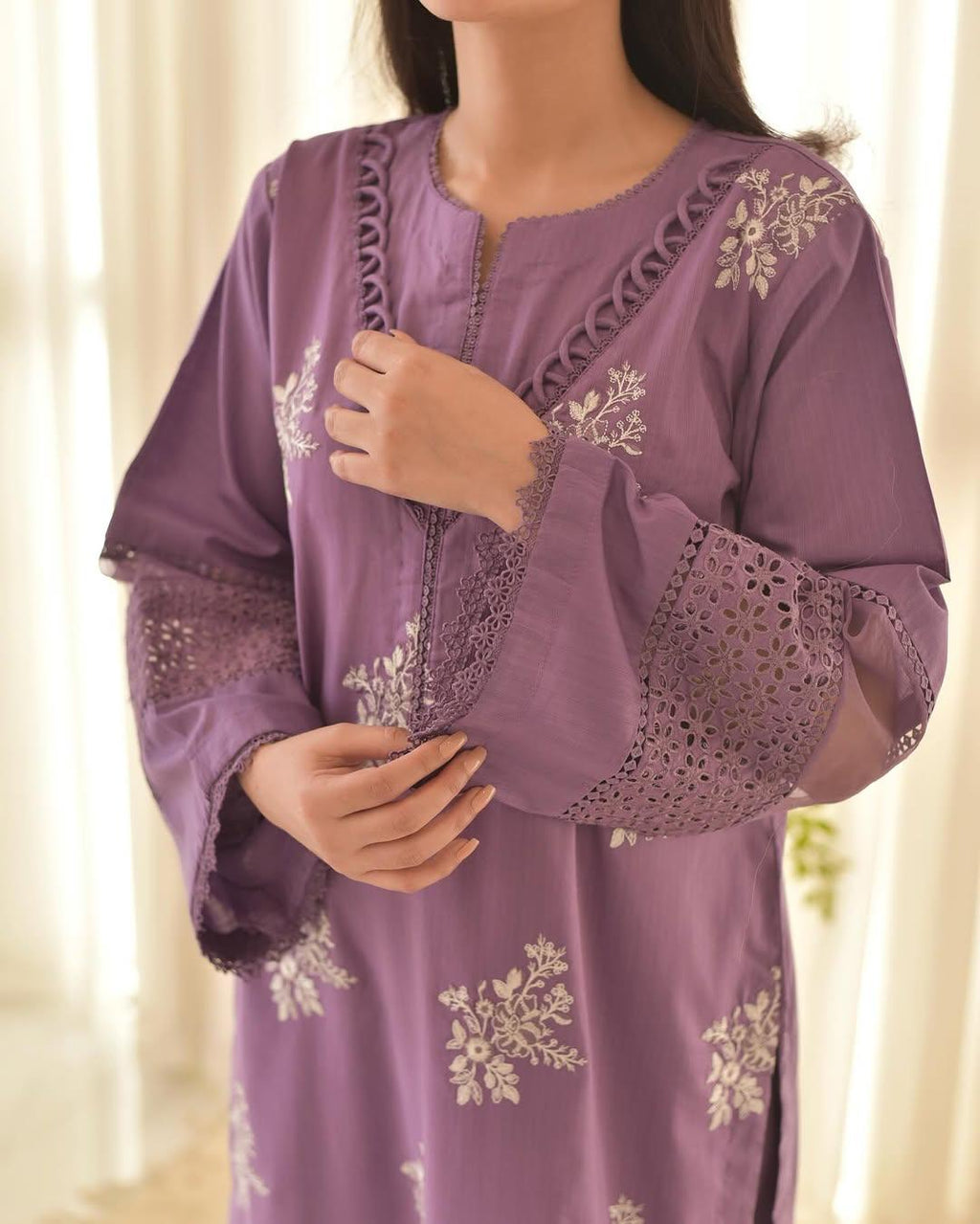 Hooriya Purple Emb 3pc