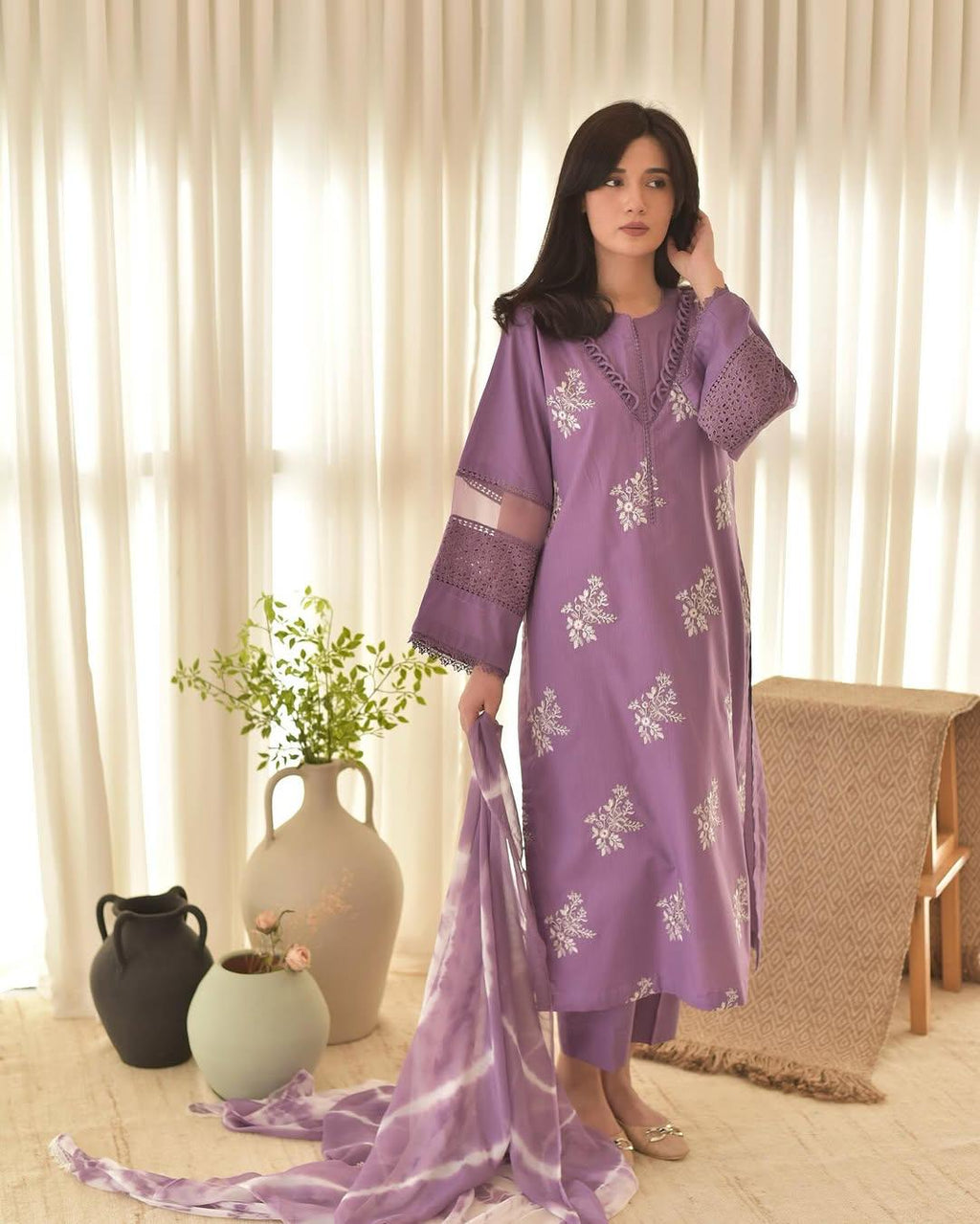 Hooriya Purple Emb 3pc