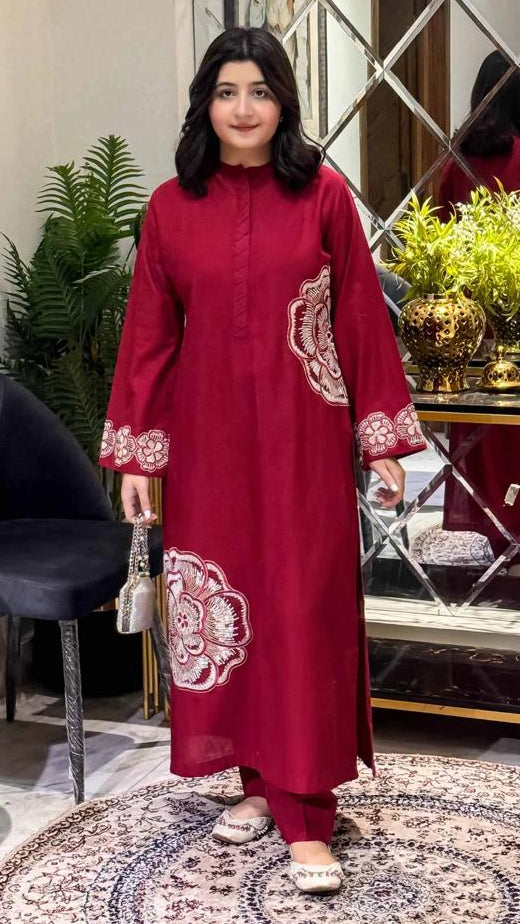 Hana Red Emb Co Ord Set