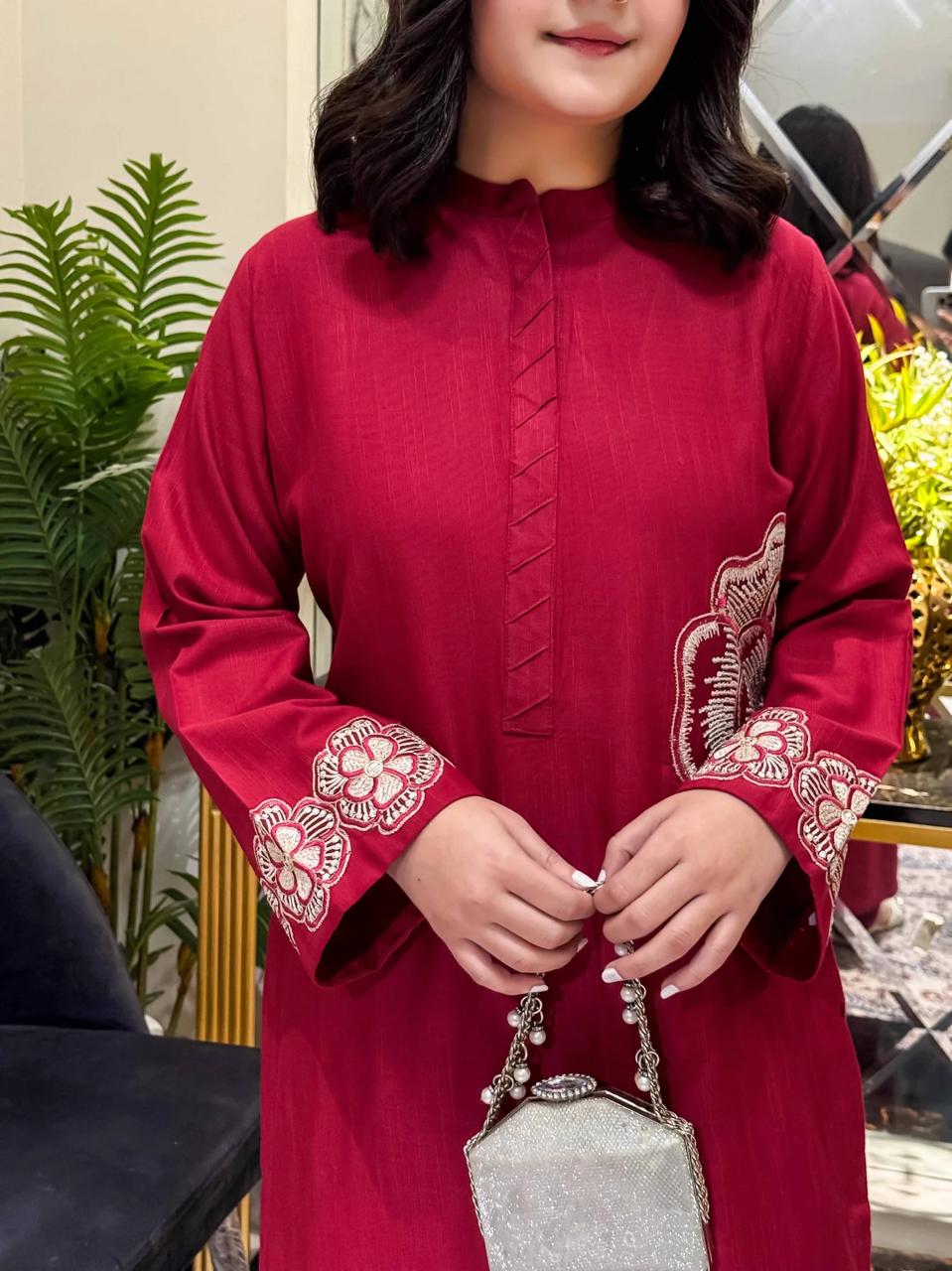 Hana Red Emb Co Ord Set