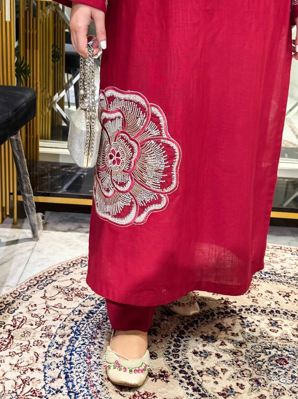 Hana Red Emb Co Ord Set