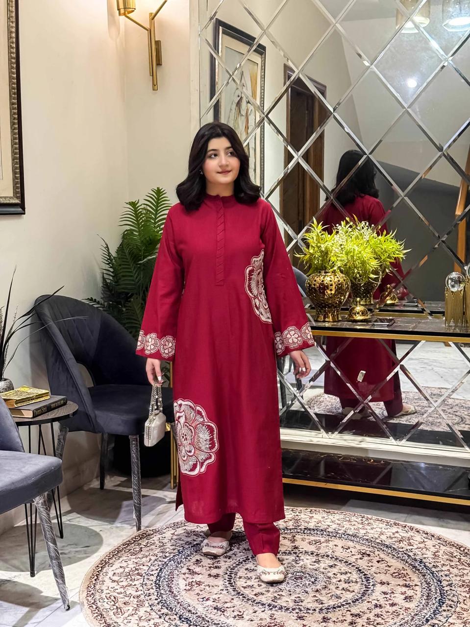 Hana Red Emb Co Ord Set