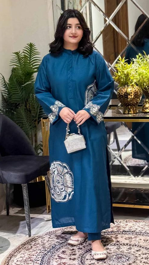 Hana Blue Emb Co Ord Set