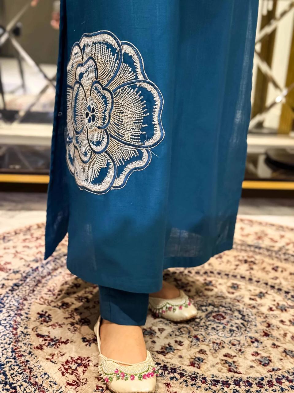 Hana Blue Emb Co Ord Set