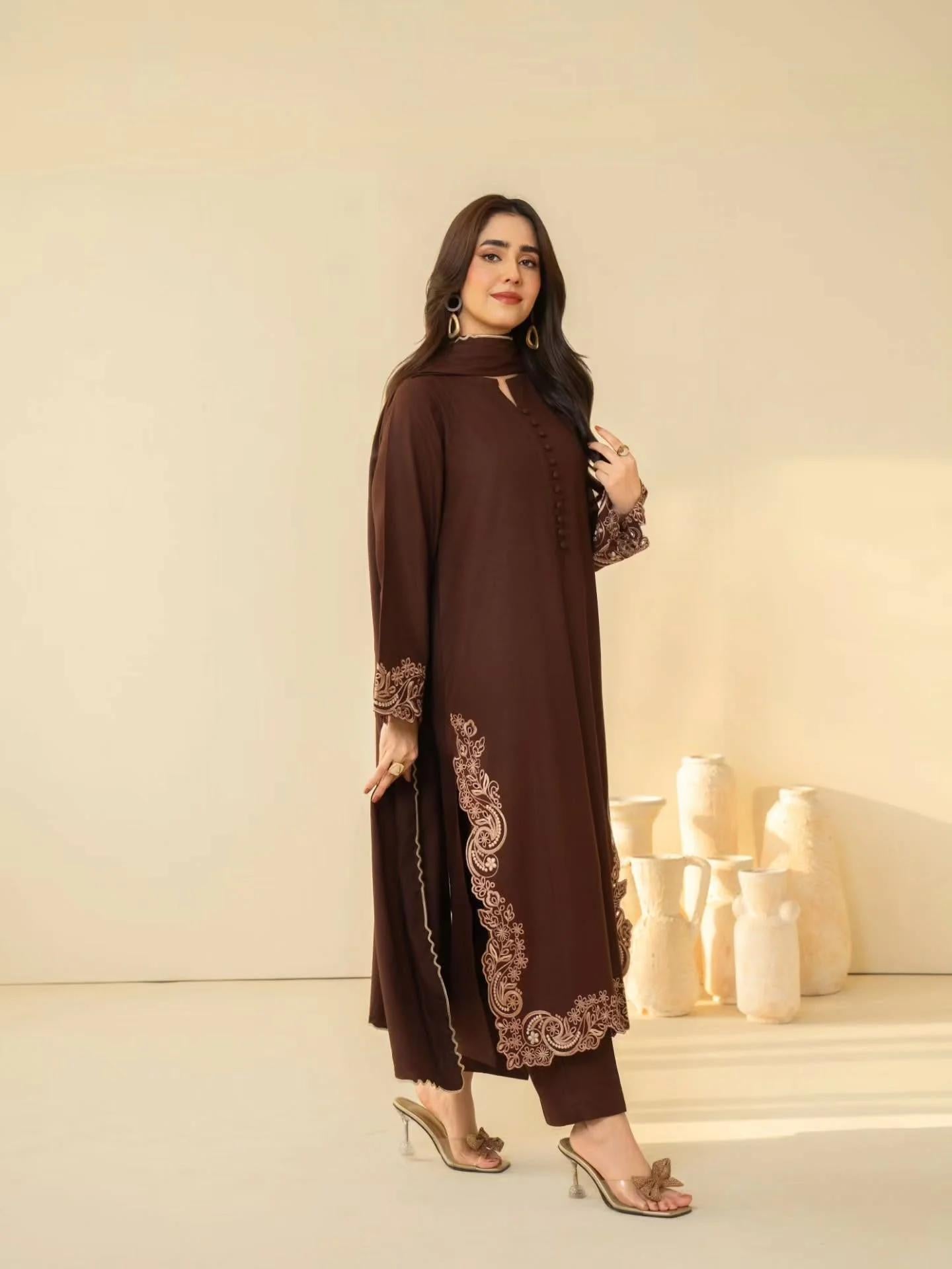 Tiraz Emb Shawl 3pc Set