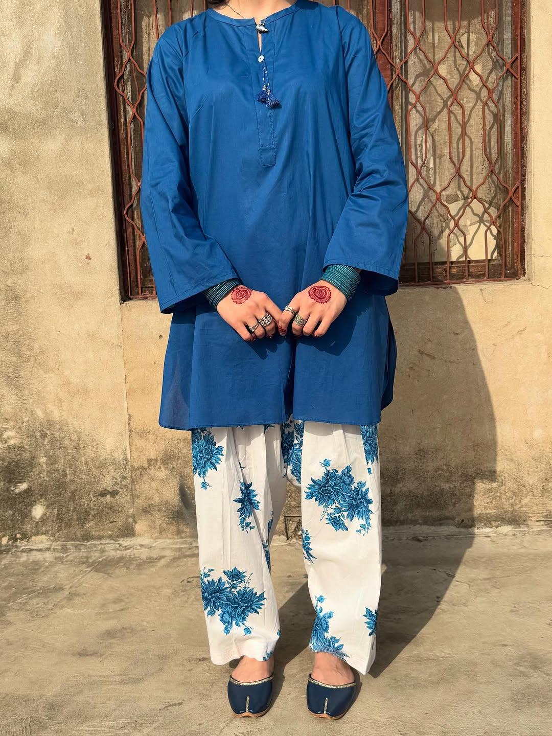 Aroba Blue Farshi Shalwar Set