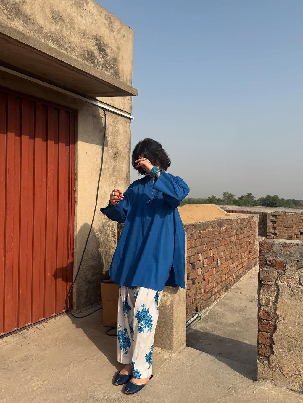 Aroba Blue Farshi Shalwar Set