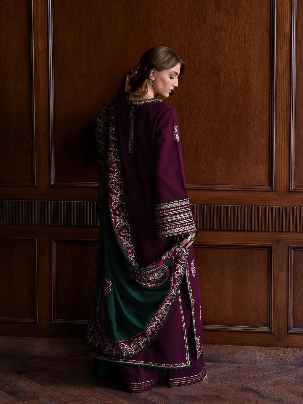 Hezlin Emb Shawl 3pc Set