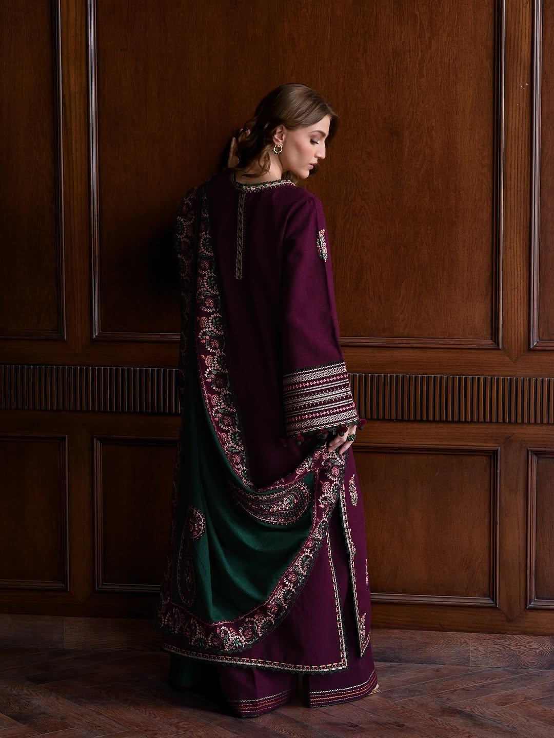 Hezlin Emb Shawl 3pc Set