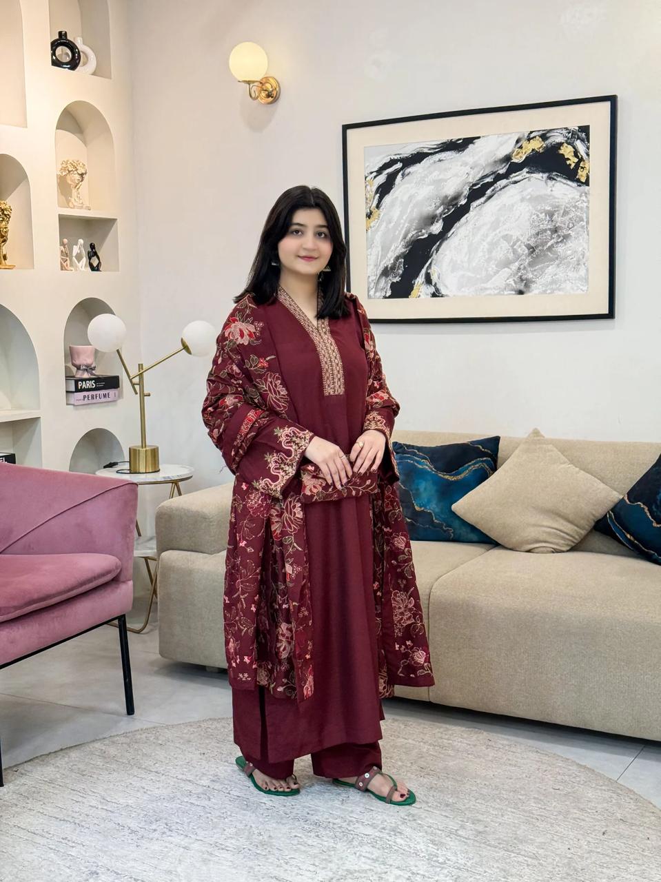 Afsana Emb Shawl 3pc