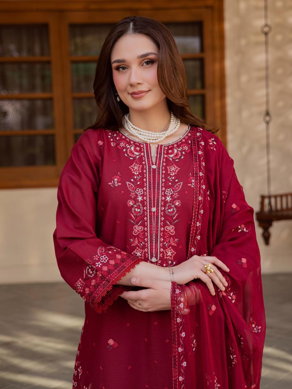 Red Ramona Emb 3pc Set