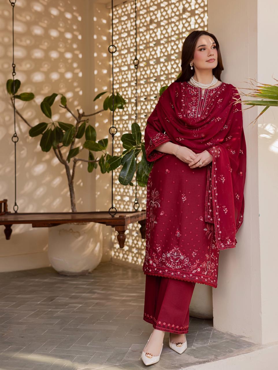 Red Ramona Emb 3pc Set