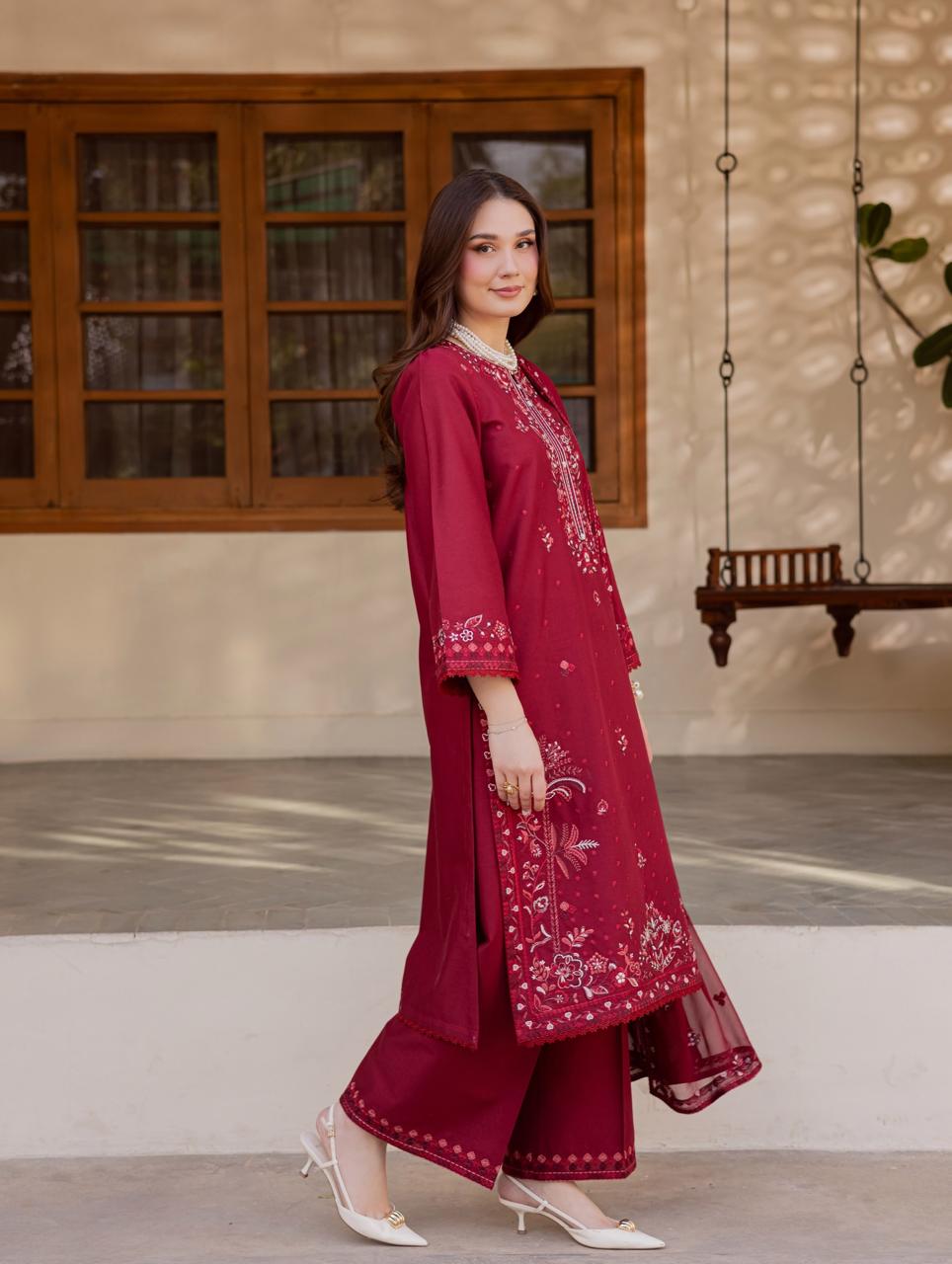 Red Ramona Emb 3pc Set